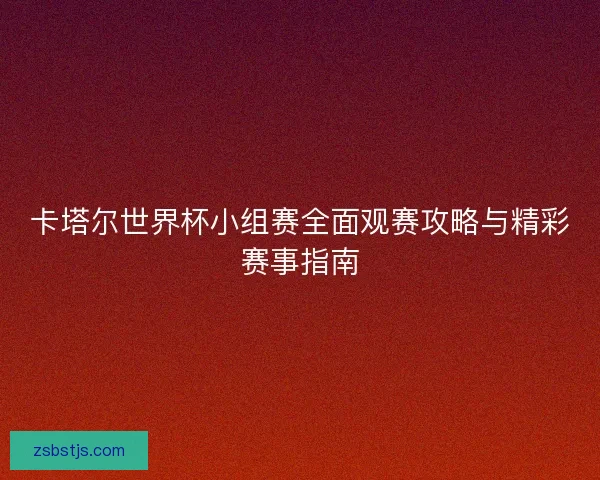 卡塔尔世界杯小组赛全面观赛攻略与精彩赛事指南